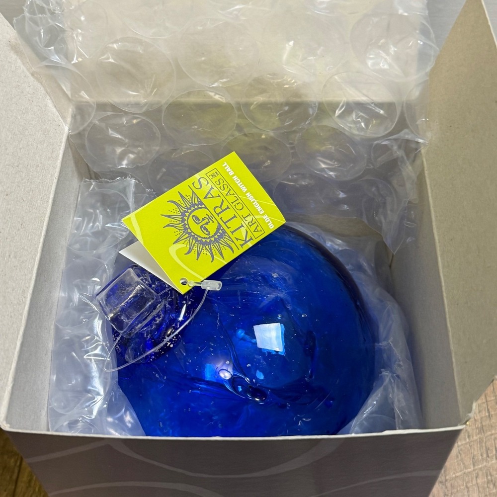Kitras Art Glass Olde English Witch Ball Unisex 6 Inch Blue - Picture 8 of 10
